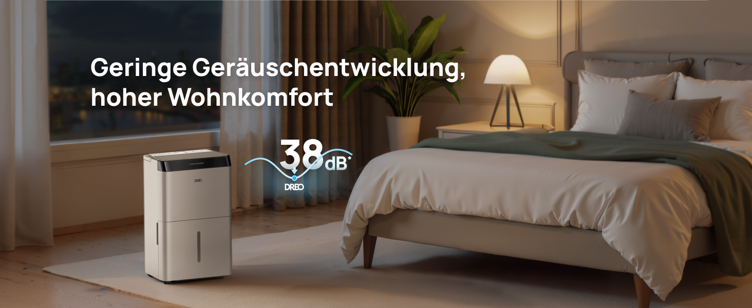 Dreo Розумний осушувач повітря - 20л, для приміщень до 37 м², з керуванням через додаток та Alexa, 3 режими, таймер, регулювання вологості, з відводом води, для спальні та ванної кімнати, білий/чорний