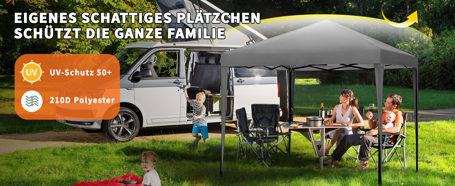 Павільйон 3x3 з 4 стінками, розкладний, стабільний, з сумкою для перенесення, зимостійкий, захист від сонця UV 50+, регульована висота, для вечірок, саду, відпочинку на природі, сірий