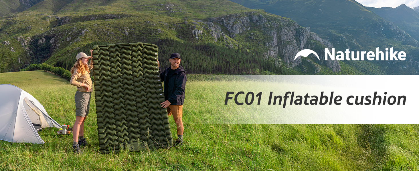 Надувний кемпінговий килимок Naturehike Ultralight з вбудованим насосом для походу та туризму, армійний зелений, двоподібний