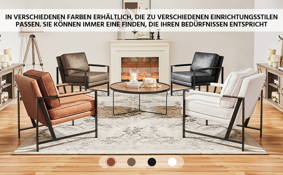 Крісло-реклакс Yaheetech з металевим каркасом та штучною шкірою, світло-коричневе