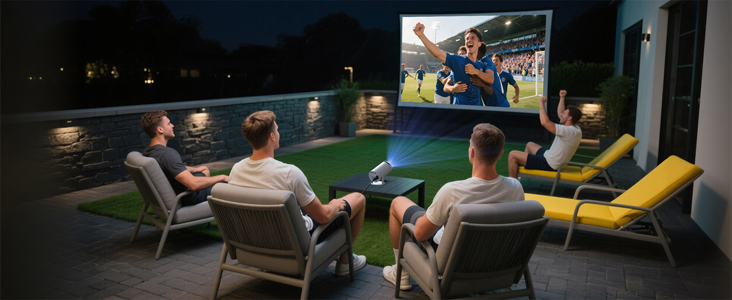 Портативний проєктор Mini Beamer 4K з WiFi6, Bluetooth 5.0 та Android 11.0. Підтримка HDMI, USB, Laptop для домашнього кінотеатру. Автоматичне вирівнювання зображення