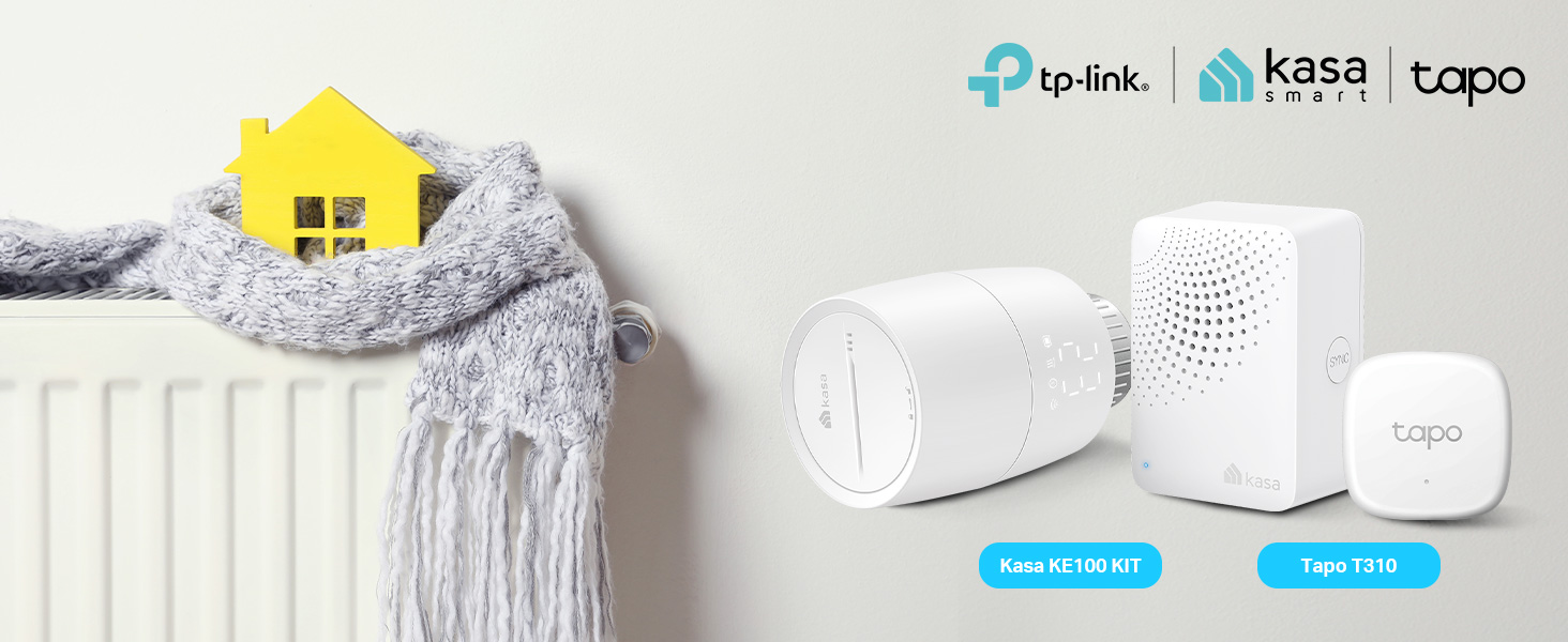 Комплект TP-Link Kasa Smart: розумний термостат для радіатора KE100 KIT та смарт-датчик температури та вологості Tapo T310
