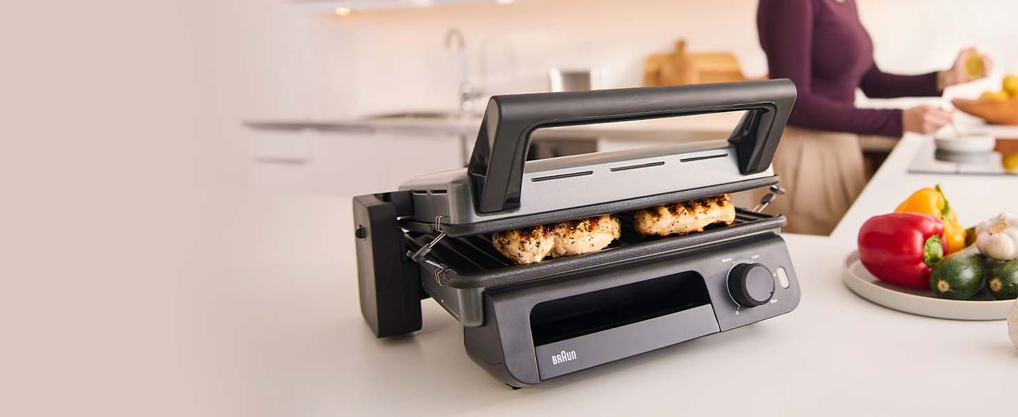 Електричний гриль Braun MultiGrill 7 CG7020: 3-в-1 (контактний гриль, BBQ, духовка), 2000W, велика поверхня (12 бургеров), чорний