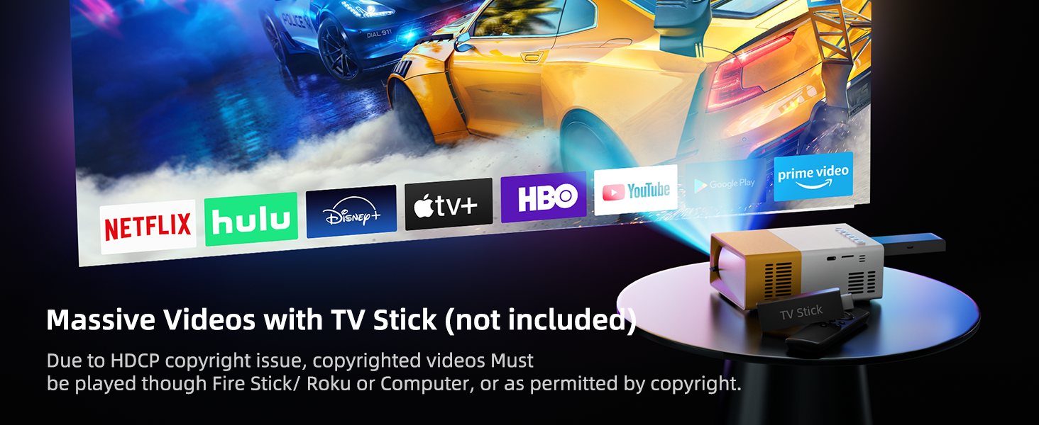 Міні-проектор YG300Pro: Портативний LED-проектор для мультфільмів, кіно та ігор. Підтримка дзеркального відображення з кабелю. Ідеальний подарунок для дітей та для домашнього кінотеатру.