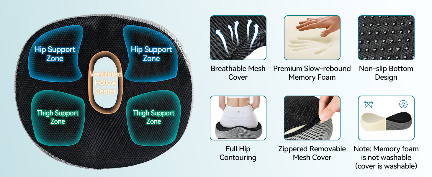 Ортопедична подушка для сидіння, ергономічна подушка для сидіння