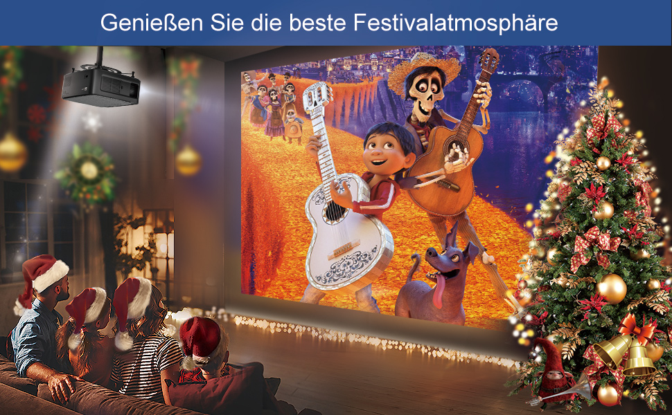 Проектор Beamer Full HD 1080P, 1200 ANSI люмен, 5G WiFi, Bluetooth, підтримка 4K, LED, для домашнього кіно, сумісний з Fire Stick, смартфоном, PS5, чорний