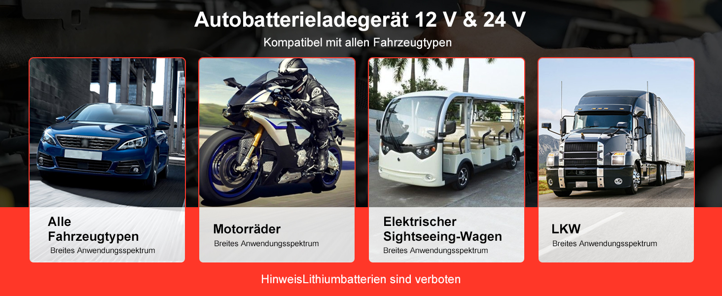 Зарядний пристрій для акумулятора 12V/24V 8A - Інтелектуальний зарядний пристрій для авто, мотоцикла, вантажівки та човна