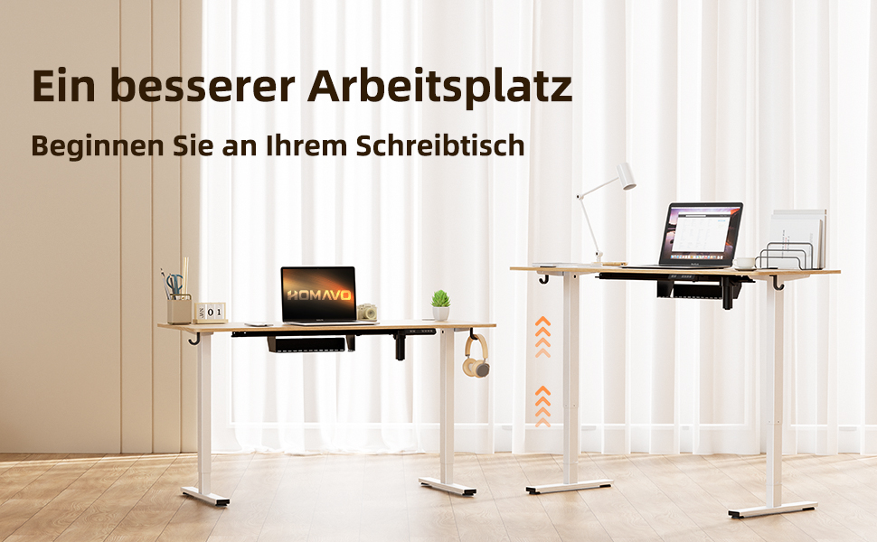 Регульований стіл 140x70 см з USB-портами, електричний, з пам'яттю та функцією відскоку, дерев'яний колір