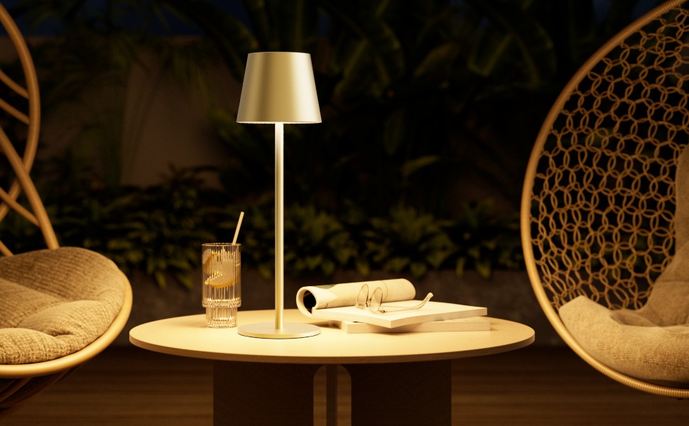 LED настільна лампа K-Bright 2 шт. з регулюванням яскравості, акумуляторна, бездротова, 3000K/4000K/6000K, USB-C, IP54, білий колір