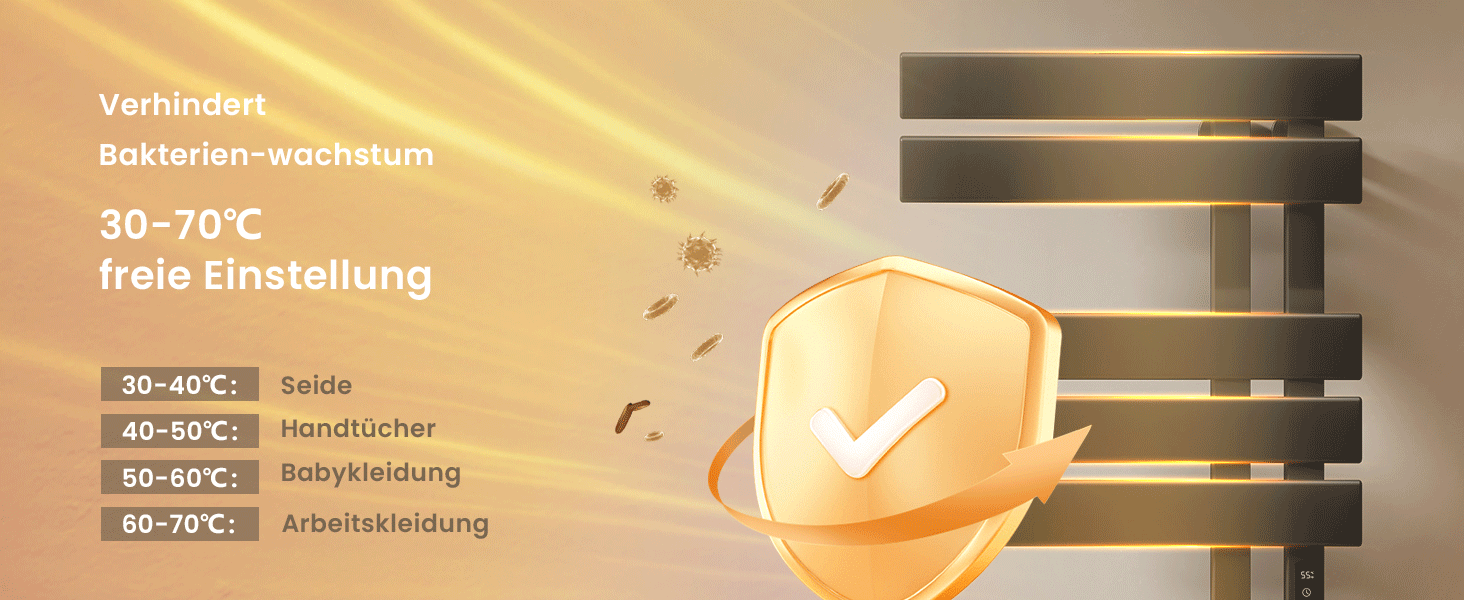 Електричний рушникосушар EMKE з Wi-Fi, 1000 x 500 мм, 320W (правий), чорний. Сумісний з Alexa та Google Home