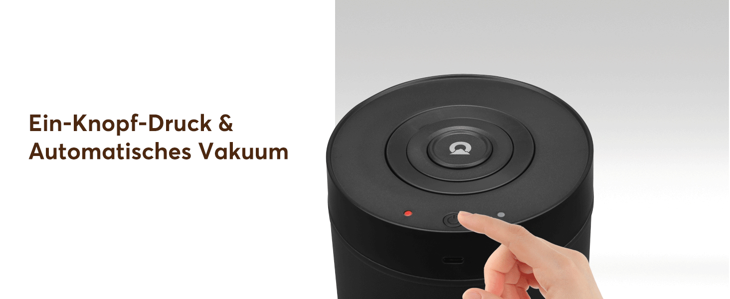 OUTPEAK Neo 2025 Kilo Auto-Vakuum-Kaffeedose: Контейнер для кави з авто-вакуумним насосом, 1,5 л, для 500 г кавових зерен, з кнопкою, з нержавіючої сталі, для бариста, подарунок (великий, матовий чорний)