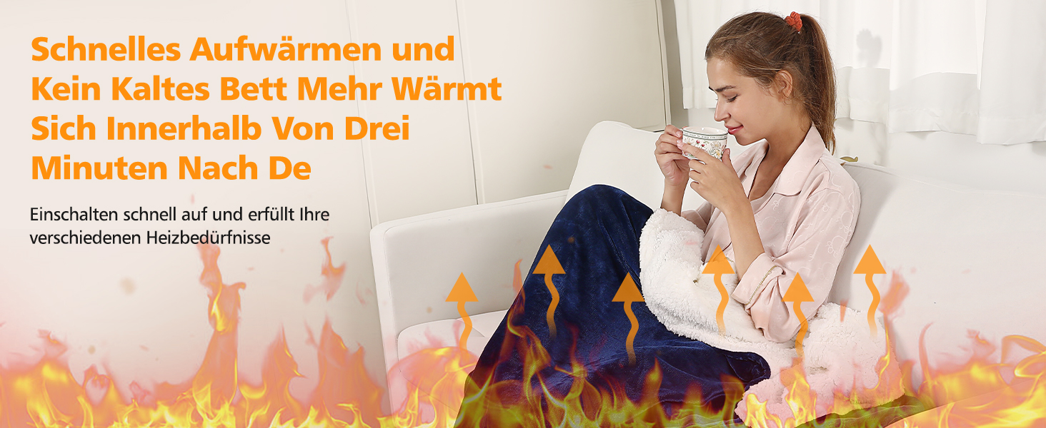 Електрична ковдра з таймером та пультом керування, 133x155 см, 6 режимів нагріву, машинне прання, сіра (155*180 см блакитна)