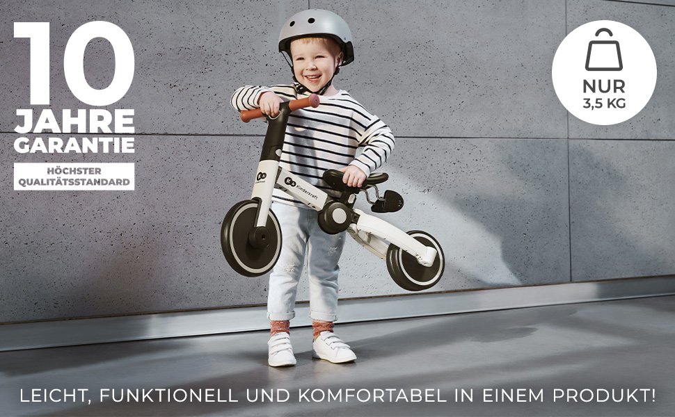 Триколісний велосипед Kinderkraft 4TRIKE 3в1: біговел, самокат, з сидінням, сірий, від 12 міс. до 5 років