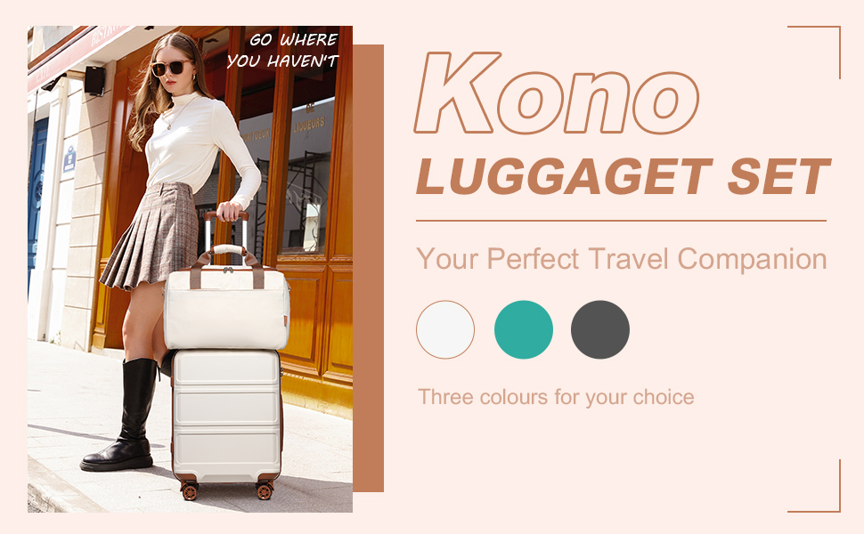 Набір валіз та рюкзака KONO 55см: ручна валіза та рюкзак Ryanair 40x20x25см, кремовий