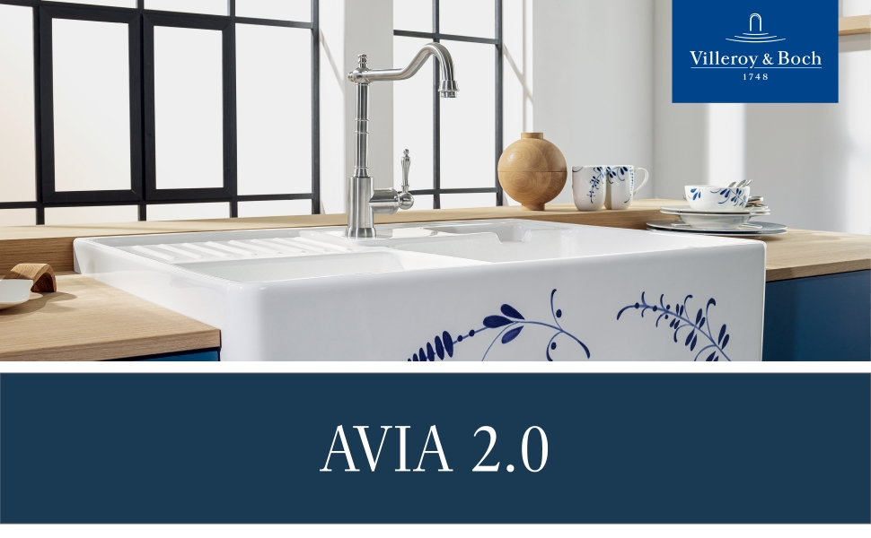 Змішувач для кухні Villeroy & Boch Avia 2.0, змішувач для кухні з керамічним картриджем і діапазоном повороту на 360, енергозберігаючий змішувач для раковини, висота виливу 235 мм, (антрацит, високий тиск)