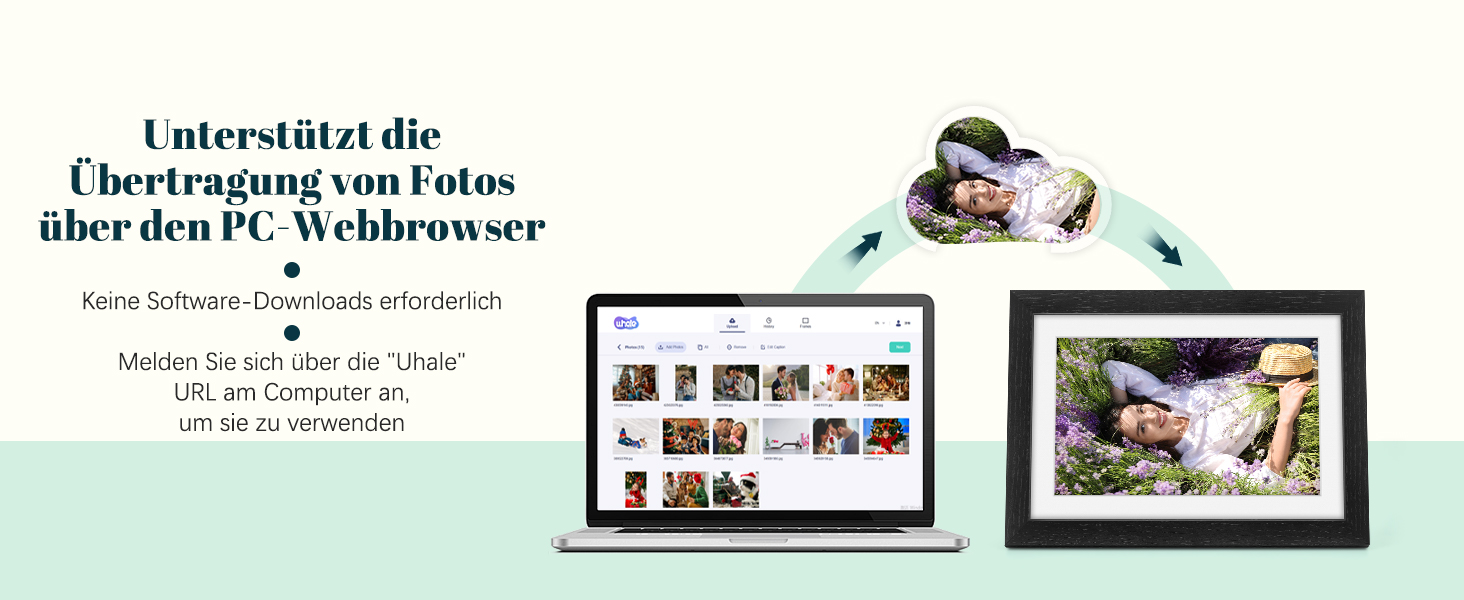 Цифровий фоторамка Eptusmey 10.1 дюйма з Wi-Fi, корпус з дуба, 32GB, IPS Touchscreen, підтримка Uhale APP, для подарунків, білий дуб