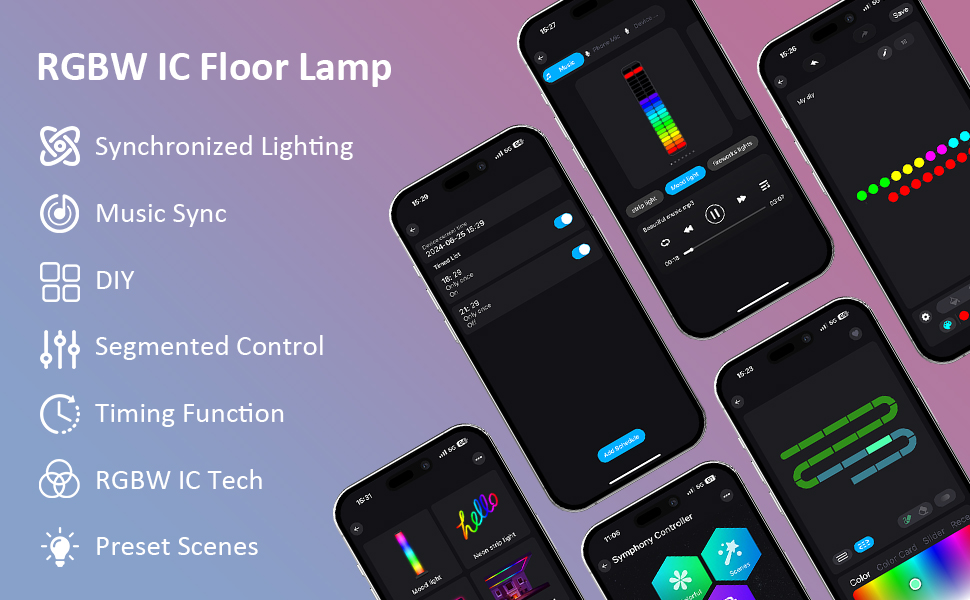 LED торшер для вітальні, білий з пультом ДУ, RGB 16 млн кольорів, синхронізація з музикою, 140 см, кутова лампа для ТВ, спальні, ігрової кімнати