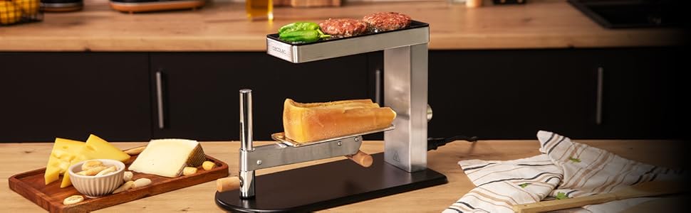 Електричний гриль-рашет Cecotec Raclette Cheese&Grill 6000 з нержавіючої сталі, 600W, регульований термостат, антипригарне покриття