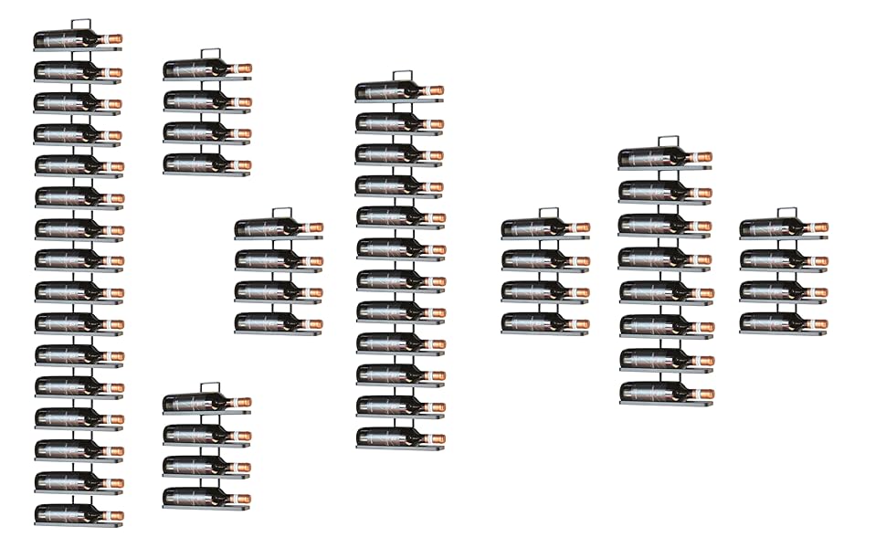 Стінний металевий стелаж для вина DanDiBo чорний, настінний, розширюваний, для 4 пляшок