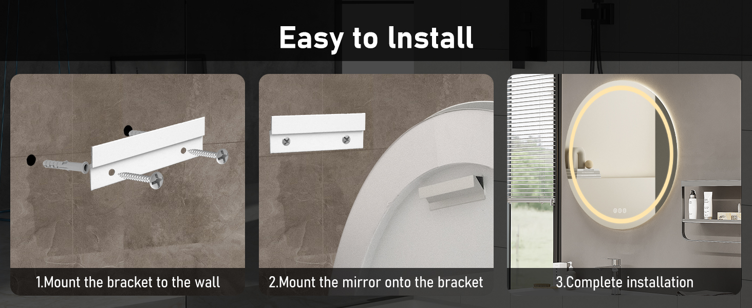 Дзеркало для ванної кімнати з підсвічуванням, 60 см, кругле, з антизапарюючим покриттям, диммер, 3 кольори світла, 60x60 см