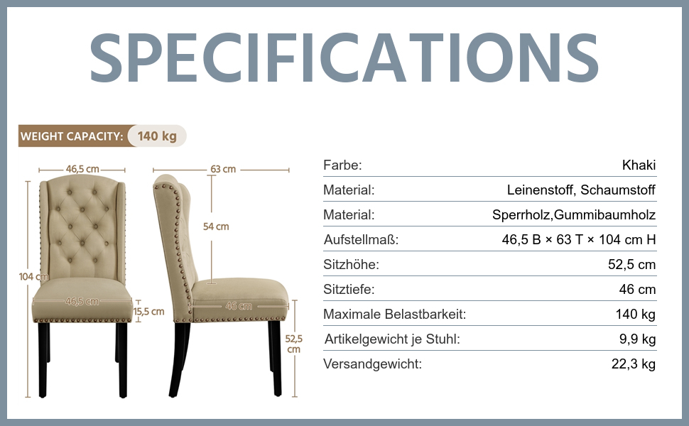 Набір кухонних стільців Yaheetech з амортизованим сидінням та спинкою, сірі (2 шт.)