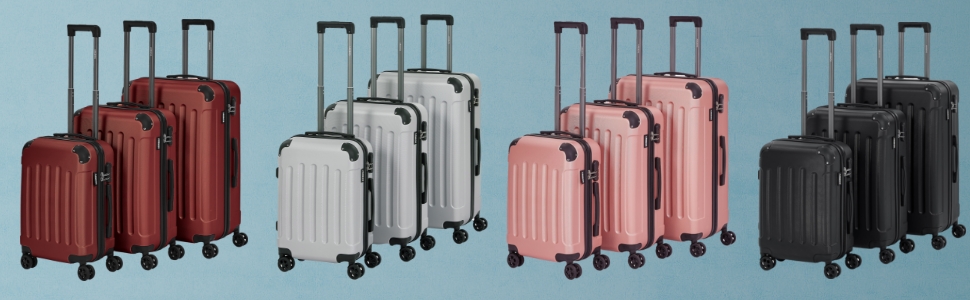 Набір валіз Arebos 3шт. з ABS-пластику | Trolley валіза | Червоний | з TSA-замком, 360° колеса | M-L-XL