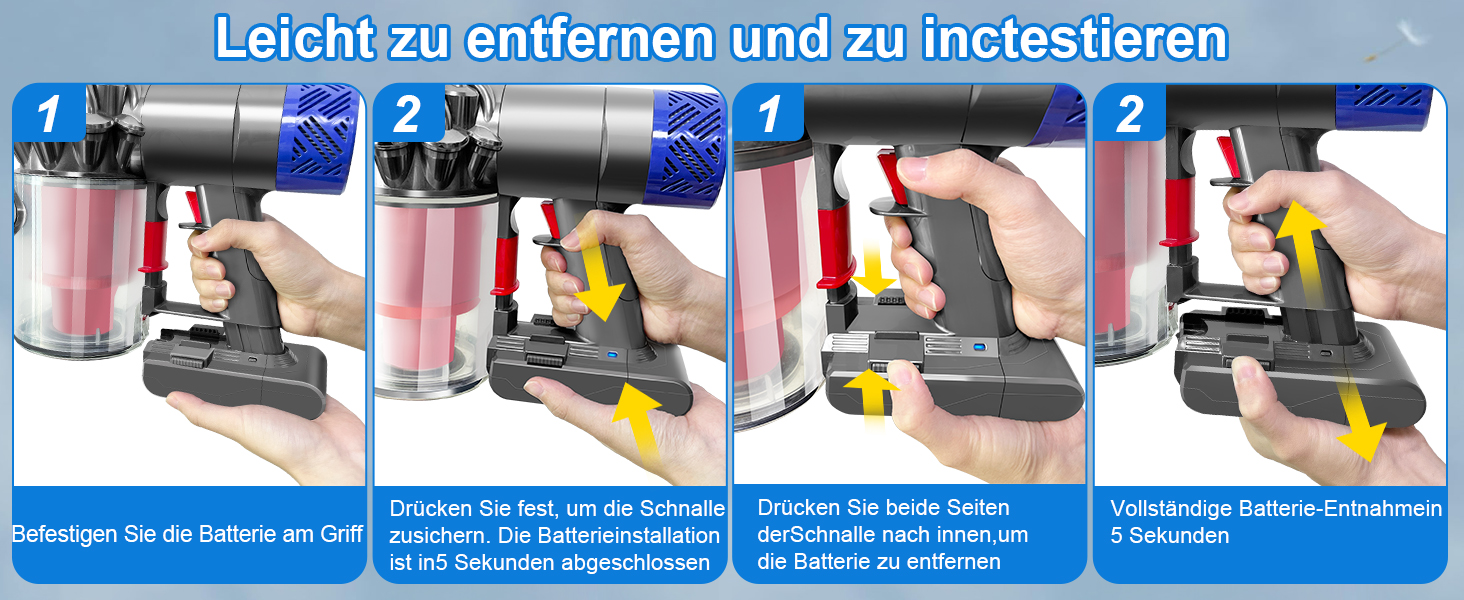 Змінна батарея Waitley 6000 мАг для Dyson V6/DC62/DC59 з 2 попередніми фільтрами, без гвинтів