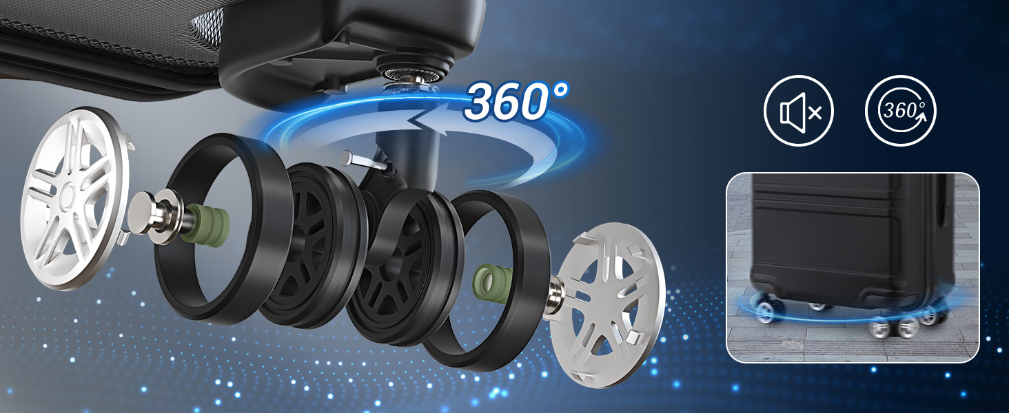 KONO Чемодан-валіза на колесах L (65 см) Чорний