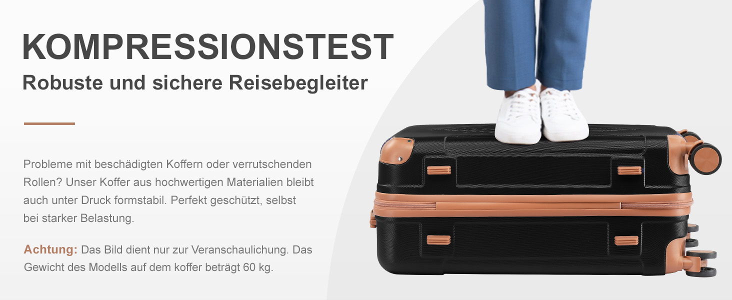 Набір валіз LEADZM 4 шт. з жорстким корпусом, ABS, з колесами, великий дорожній набір, набір валіз з жорстким корпусом, валізи та ролери з косметичкою (Чорний-Коричневий)