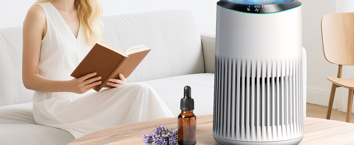 Повітряочисник для спальні, офісу, кімнати для курців, для алергіків, білий, 1 шт., 3 режими