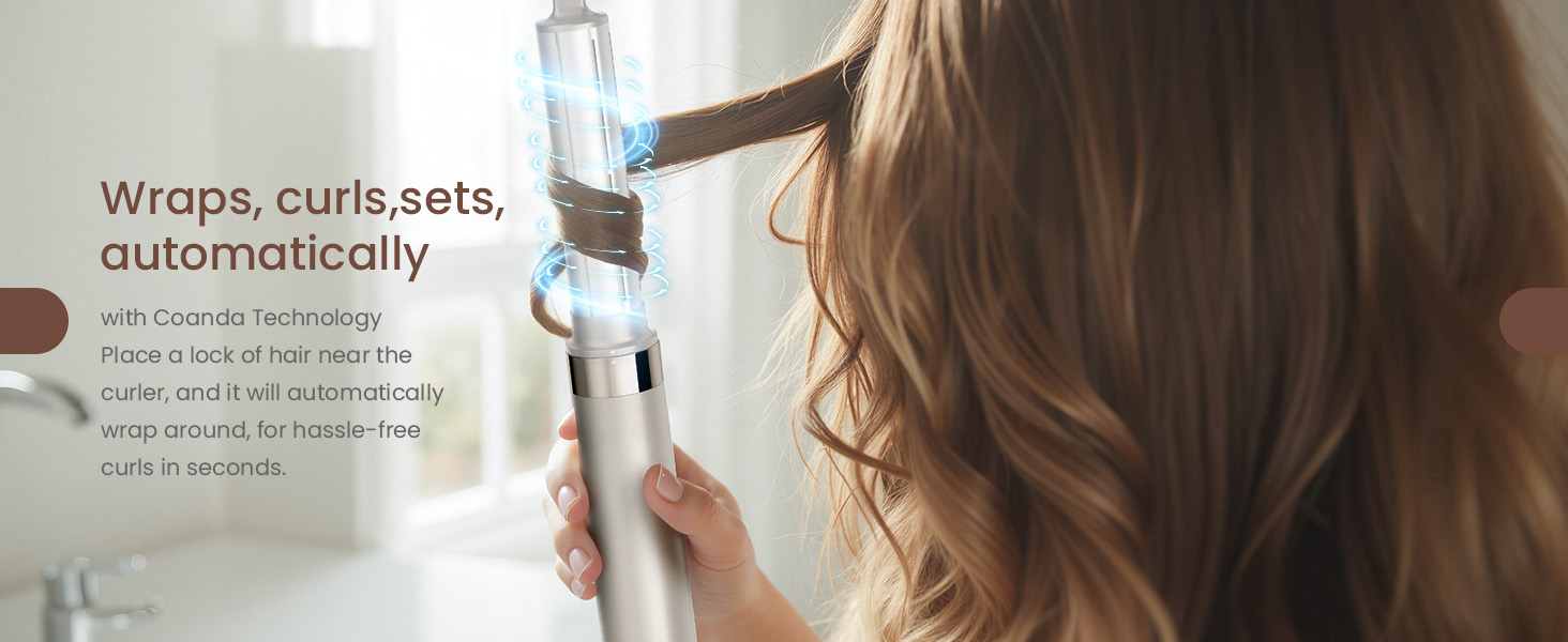 Мультистайлер для волосся 5 в 1 MESCOMB: високошвидкісний фен, круглий брашинг та автоматичний курлер для об'єму, локонів і випрямлення, колір шампань-золото