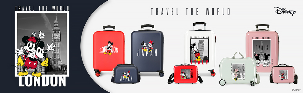 Дитяча валіза Disney Mickey and Minnie Travel The World New York Green, 50 x 39 x 20 см, жорсткий ABS, бічна комбінована застібка, 34 л, 1,8 кг, 4 колеса, ручна поклажа