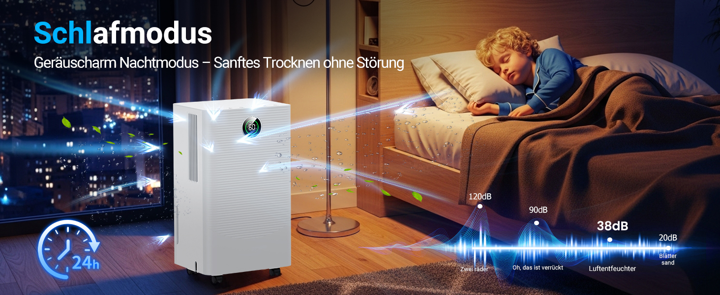 Зволожувач повітря 12л/день з датчиком вологості та LED дисплеєм, таймером, 3 режими, для спальні, офісу, підвалу, безперервна подача, білий