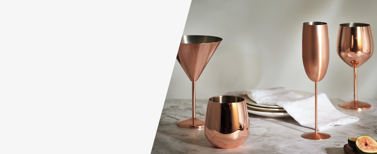Набір з 4 елегантних келихів для вина з нержавіючої сталі Oak & Steel (540 мл, сріблясті) - міцні, незламні, подарунковий набір для свят