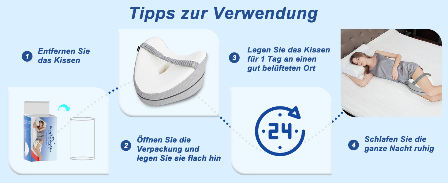 Подушка для сну на боці з піни Memory Foam, ергономічна, з охолоджуючим чохлом, сіра в горошок з ремінцем