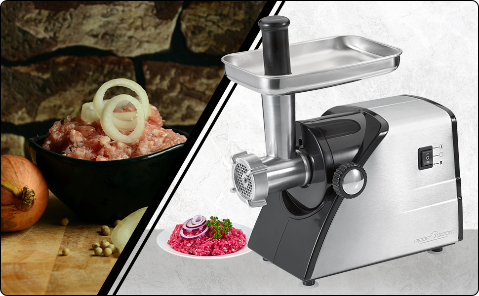 Електрична м'ясоподрібнювач Profi Cook PC-FW 1060 з набором аксесуарів, 1000W, нержавіюча сталь
