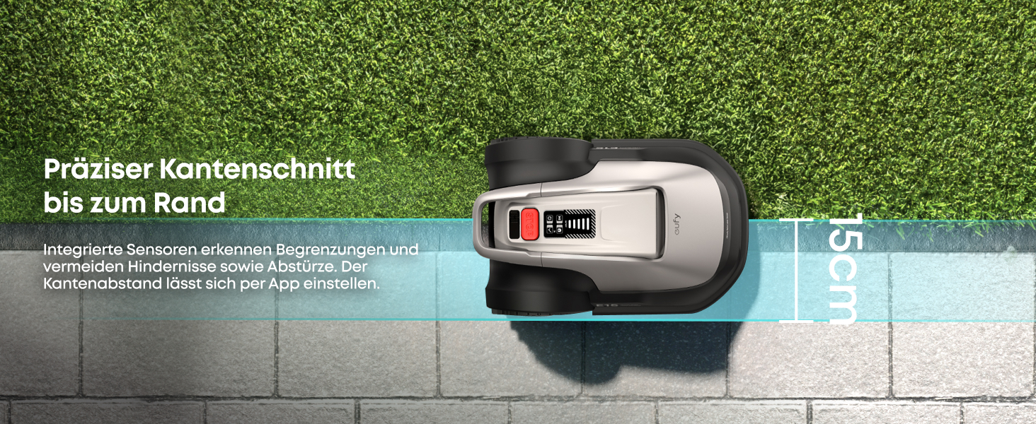 Робот-газонокосарка eufy E15 без дроту, до 800 м², TrueVision, навігація, уникнення перешкод, керування через додаток