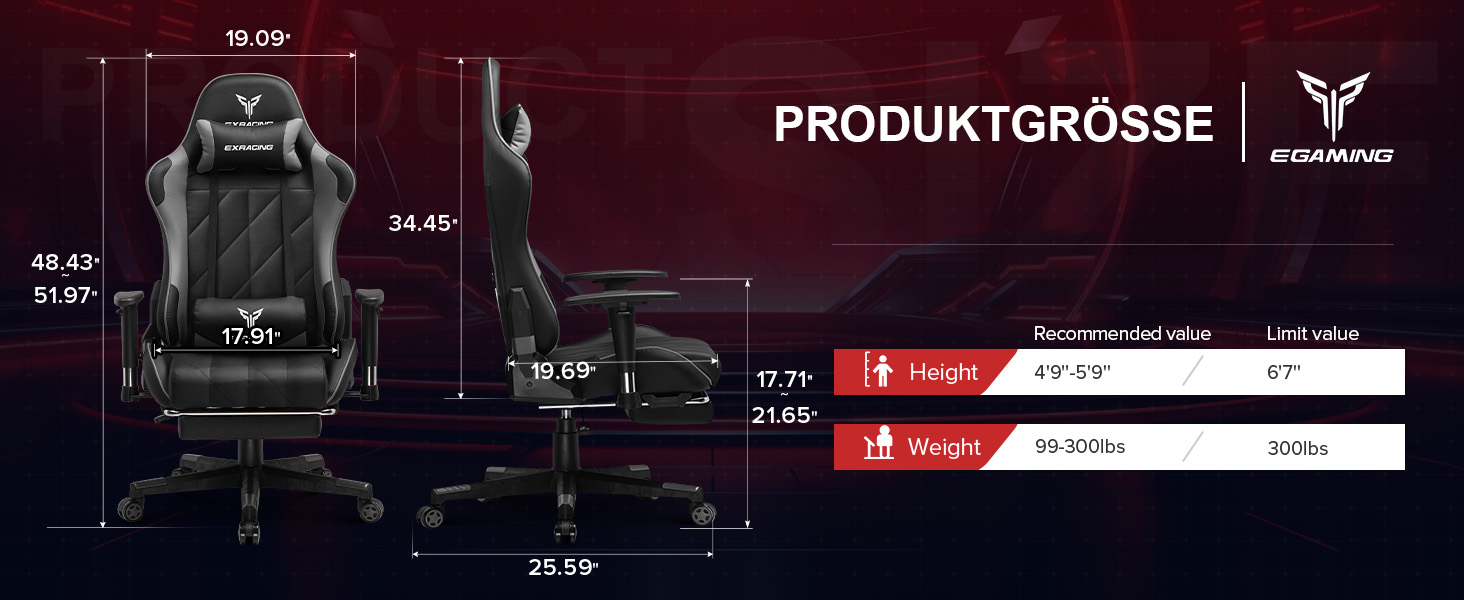 Ергономічне ігрове крісло EXRACING з біонічною спинкою, PU шкіра, 150 кг, сірий