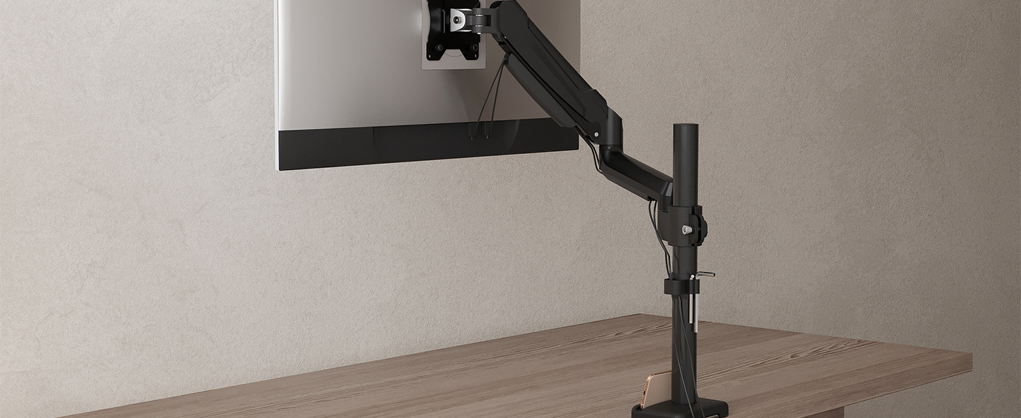 Кріплення для монітора BONTEC, 13-34 дюйми, газ-амортизатор, VESA 75/100mm, 3-9 кг, 360° оберт, регулювання нахилу та повороту