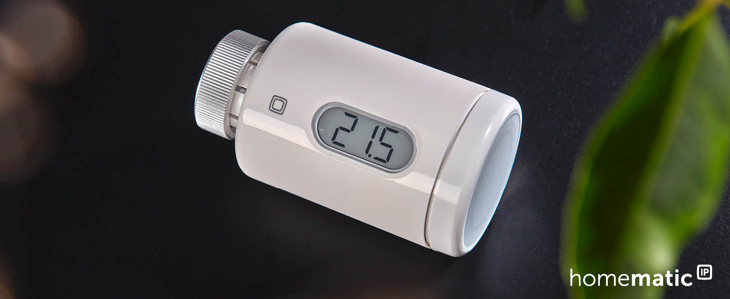 Homematic IP Термостат на радіатор Smart Home – цифровий термостат для опалення, керування через додаток, сумісний з Alexa та Google Home, легка установка, енергозбереження (153412A3)