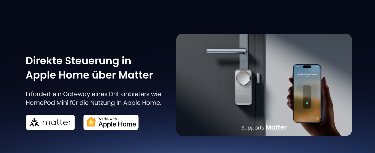 SwitchBot Smart Lock Pro: Розумний замок з акумулятором, Matter, WiFi, підтримка Apple Home, Alexa, Google Home, IFTTT, чорний