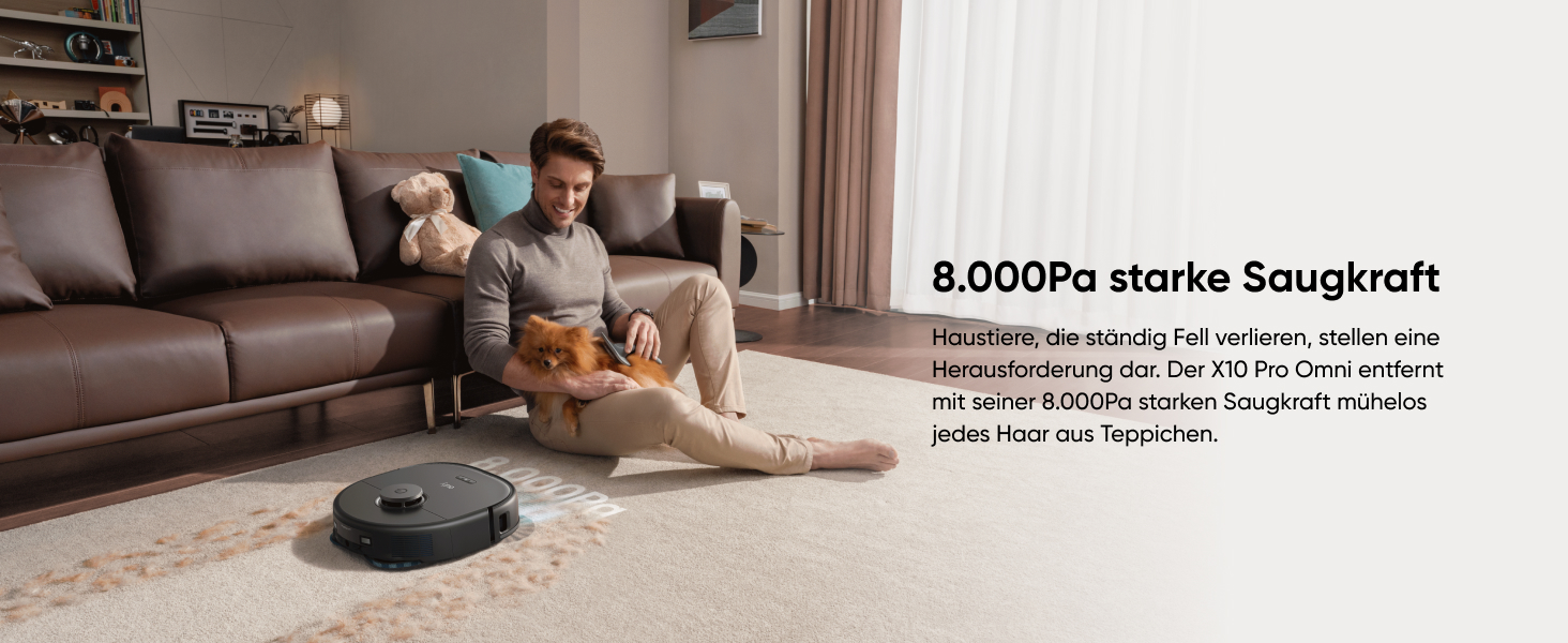 Робот-пилосос Eufy X10 Pro Omni з функцією миття та авто-дозаправкою, 8000Pa, 2 мопи з автомийкою та сушінням (відновлений)