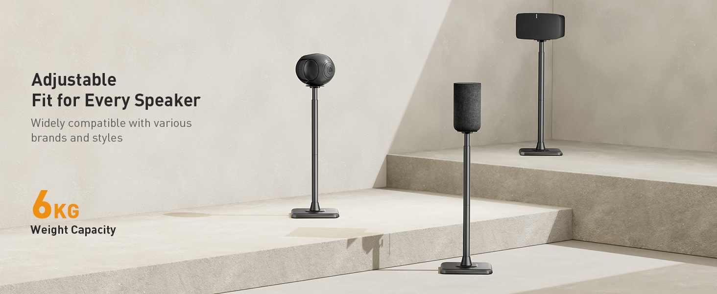 Підставка для колонок Perlegear PGSS12, регульована висота 83-107 см, для сателітної акустики, з кабельною організацією, 6 кг