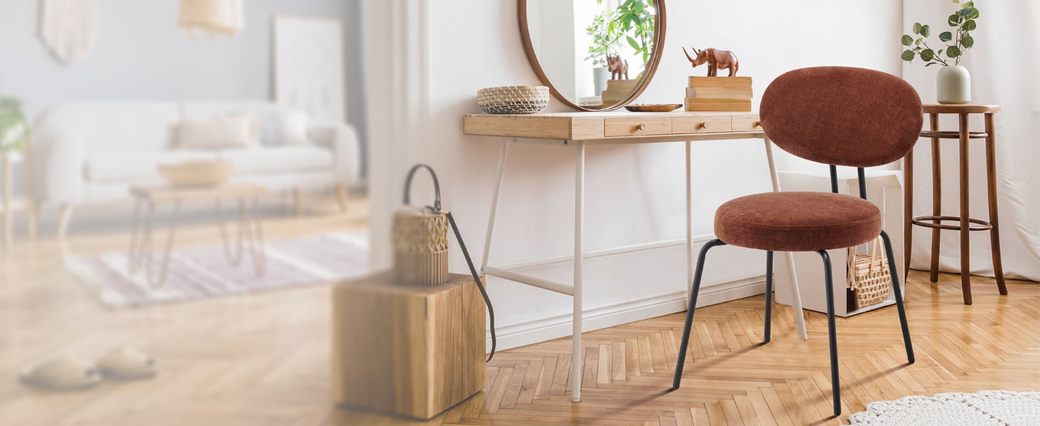 Стільці обідні COLAMY 2 шт. в стилі Mid-Century Modern оранжевого кольору з горіхового бука та металевими ніжками для кухні та їдальні