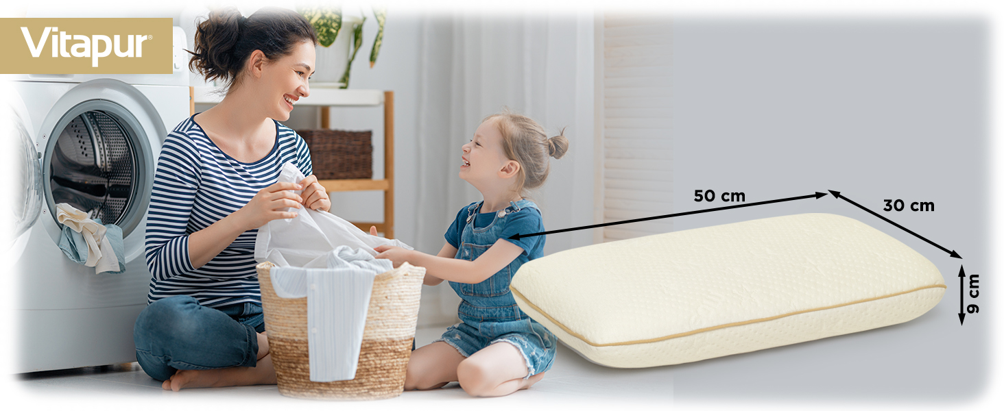 Подушка MemoDream Junior від VITAPUR для дітей, 30x50x9 см, Memory Foam, гіпоалергенна, м'яка, пральна, Ökotex-100, від 3 років