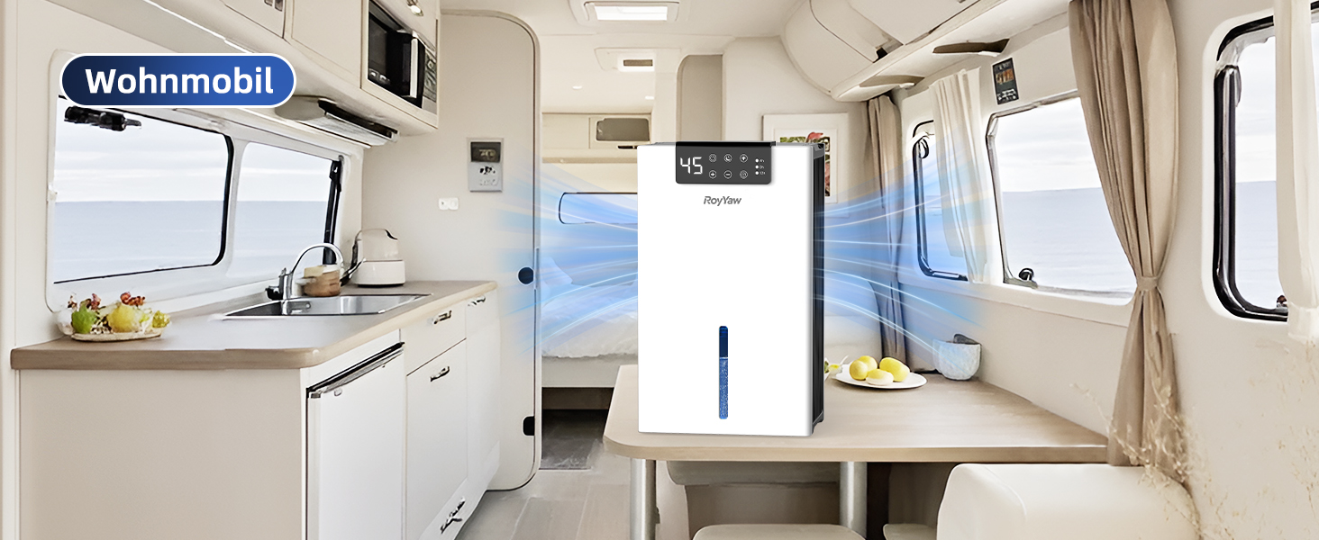 Електричний осушувач повітря 2700 мл з фільтром, тихий (28 дБ), з нічним режимом та 7 кольорами, білий