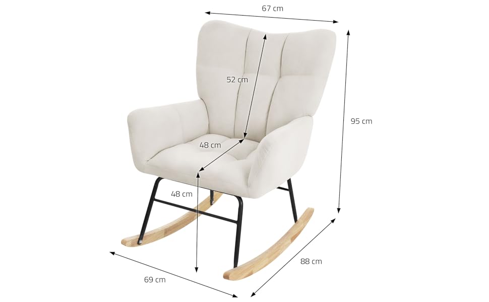 Крісло-гойдалка ML-Design бежевого кольору з оббивкою під фліс, дерев'яні полози, для вітальні, спальні, балкона