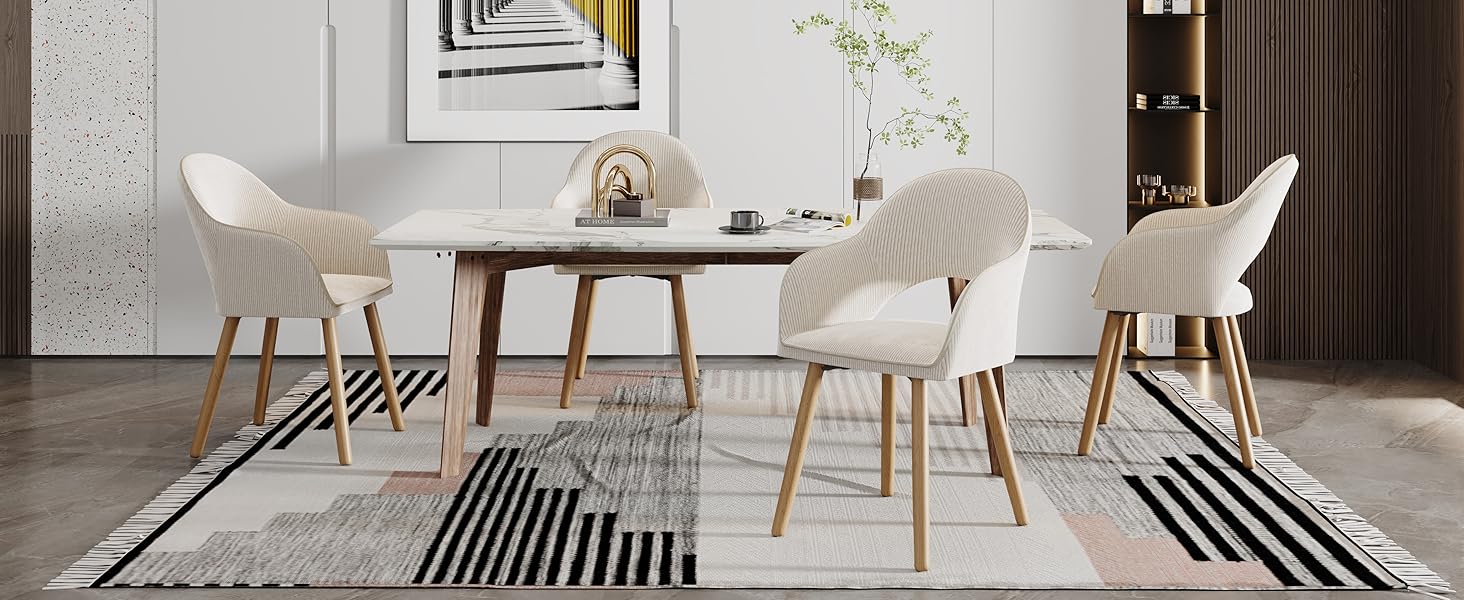 Елегантні кухонні стільці з підлокітниками (2 шт.) - бежевий, дерево, поліестер