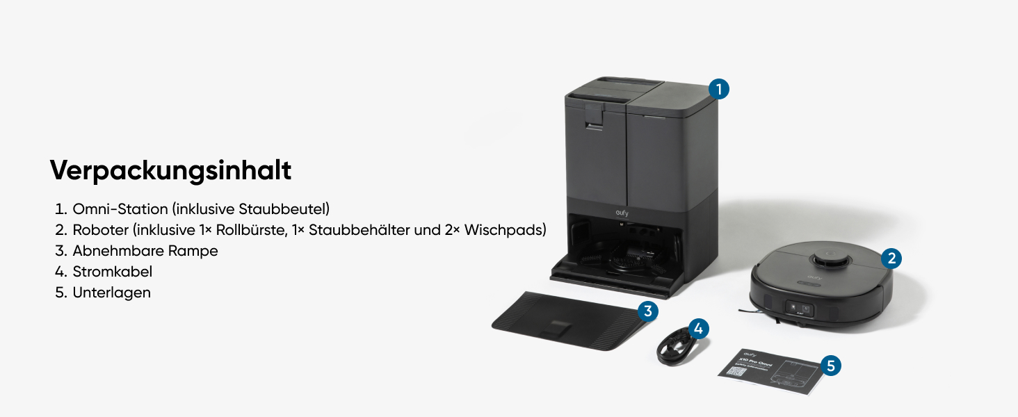Робот-пилосос Eufy X10 Pro Omni з функцією миття та авто-дозаправкою, 8000Pa, 2 мопи з автомийкою та сушінням (відновлений)