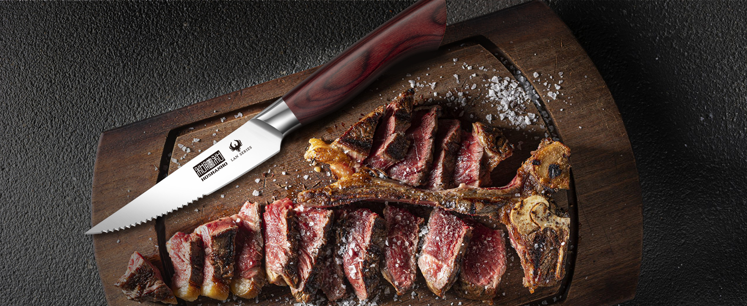 Набір ножів HOSHANHO 18 предметів з дерев'яним блоком, кухонний набір ножів з професійними лезами з високоякісної нержавіючої сталі